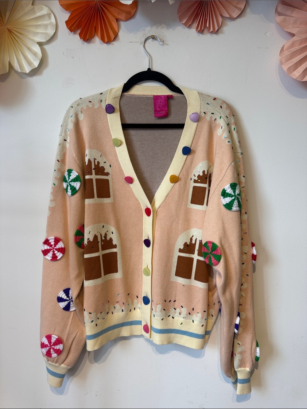 Queen of sparkles gingerbread house Xmas cardigan Xlarge